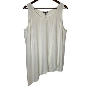 Eileen Fisher Silk U Neck Side Drape Shell Tank Bone / Cream size Large
